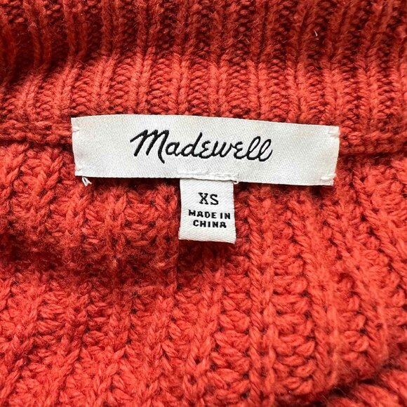 Madewell Fairbanks Cotton Wool Blend Knit Orange Sweater Womens XS Pull On Crew - Picture 5 of 9